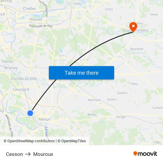 Cesson to Mouroux map