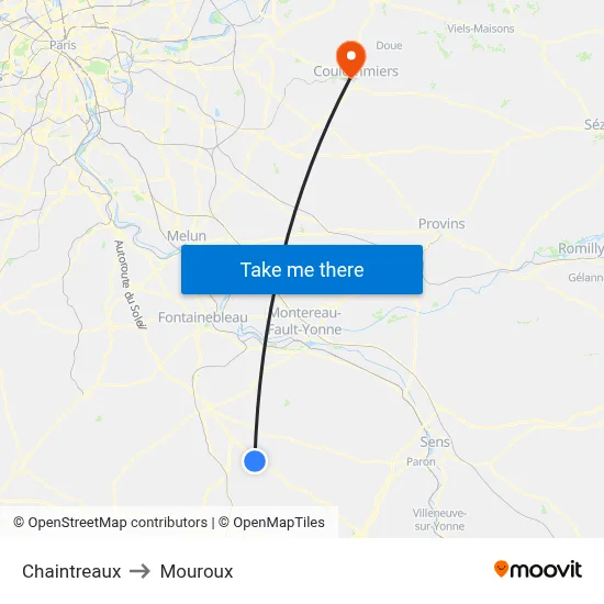 Chaintreaux to Mouroux map
