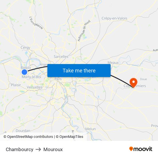 Chambourcy to Mouroux map