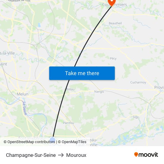 Champagne-Sur-Seine to Mouroux map