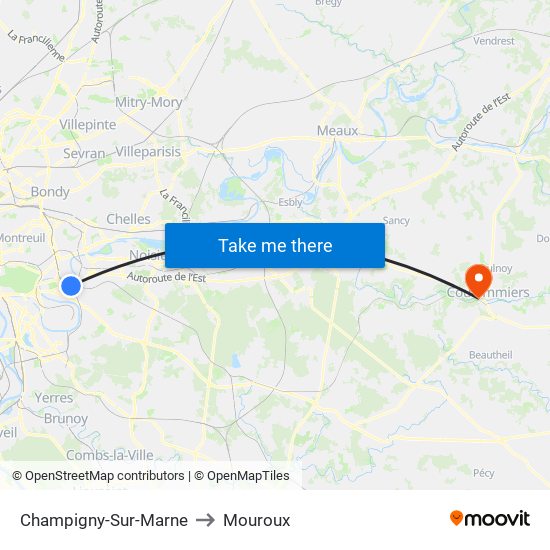 Champigny-Sur-Marne to Mouroux map