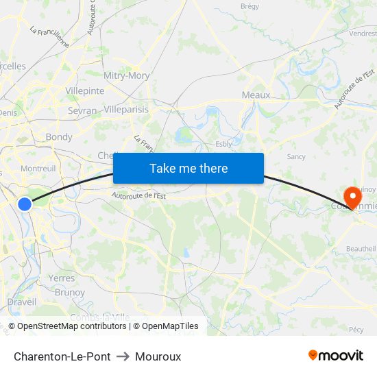 Charenton-Le-Pont to Mouroux map