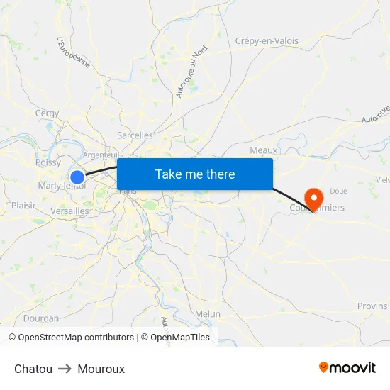 Chatou to Mouroux map
