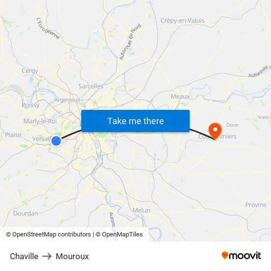 Chaville to Mouroux map