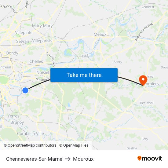 Chennevieres-Sur-Marne to Mouroux map