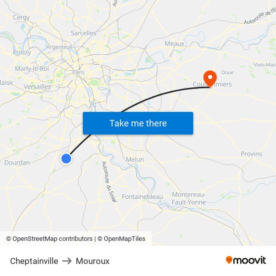 Cheptainville to Mouroux map
