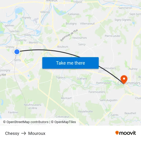 Chessy to Mouroux map