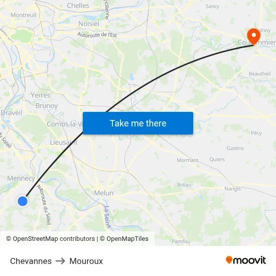 Chevannes to Mouroux map