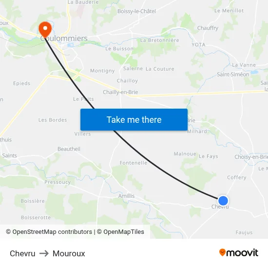 Chevru to Mouroux map