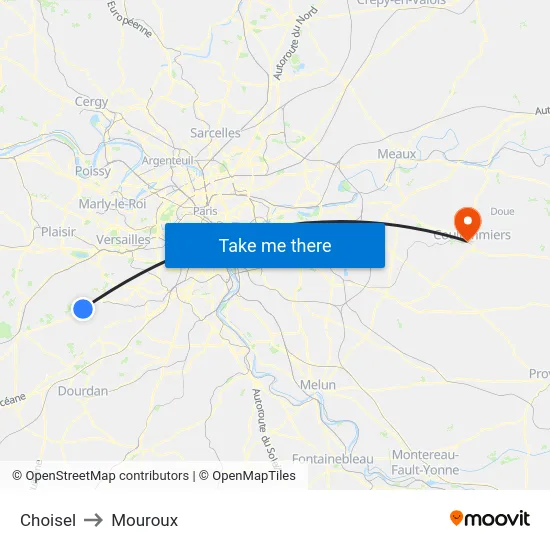 Choisel to Mouroux map