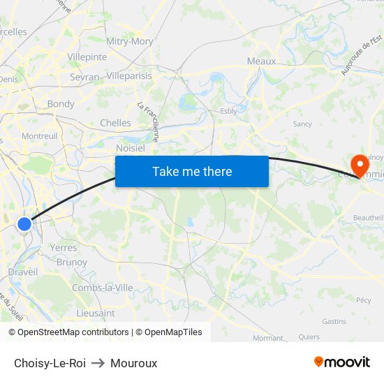 Choisy-Le-Roi to Mouroux map