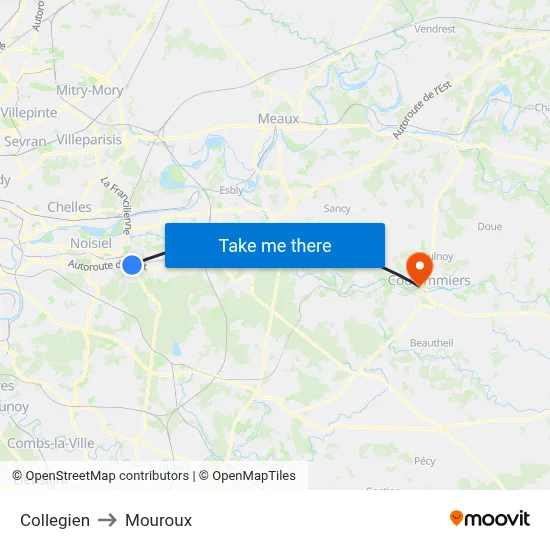 Collegien to Mouroux map