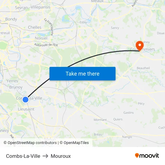 Combs-La-Ville to Mouroux map