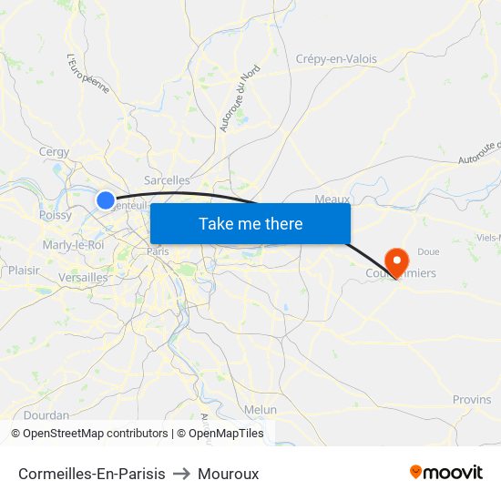 Cormeilles-En-Parisis to Mouroux map