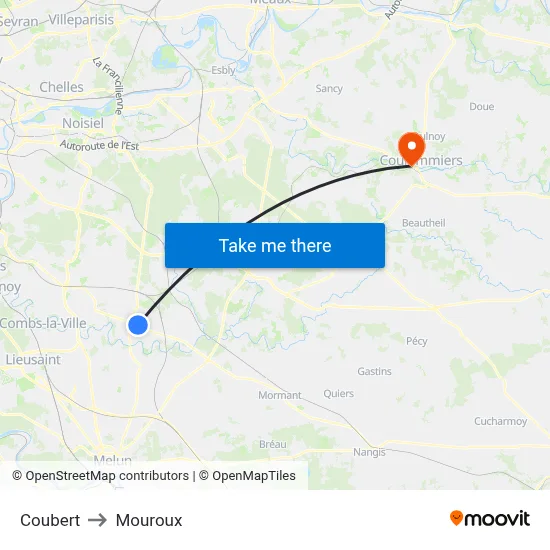 Coubert to Mouroux map