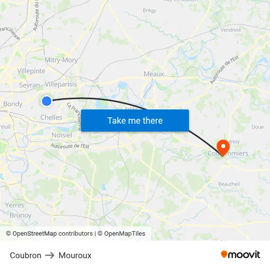 Coubron to Mouroux map