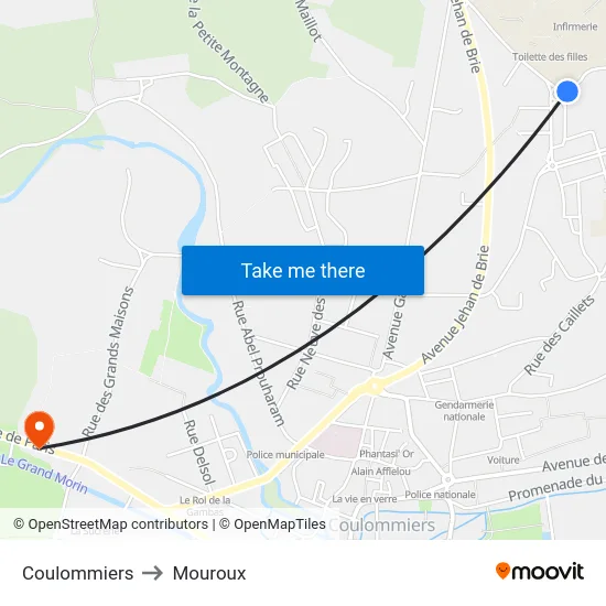 Coulommiers to Mouroux map