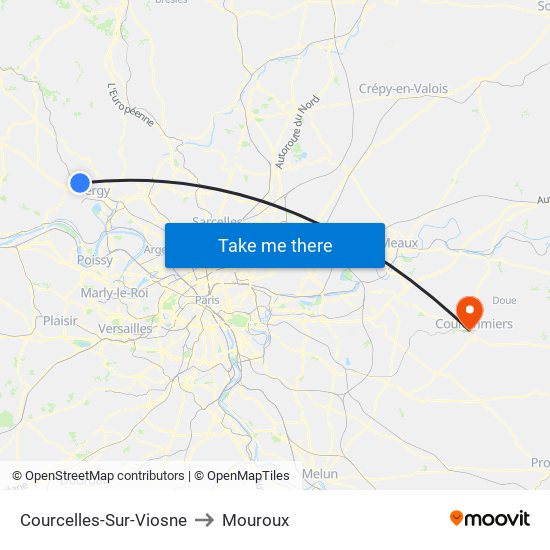 Courcelles-Sur-Viosne to Mouroux map