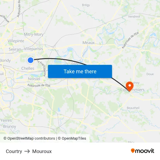 Courtry to Mouroux map