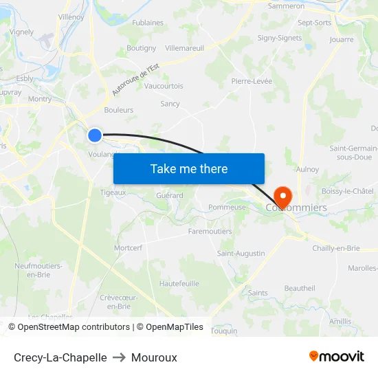 Crecy-La-Chapelle to Mouroux map