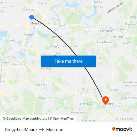 Cregy-Les-Meaux to Mouroux map