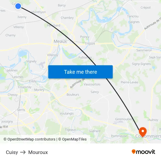Cuisy to Mouroux map