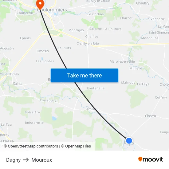 Dagny to Mouroux map