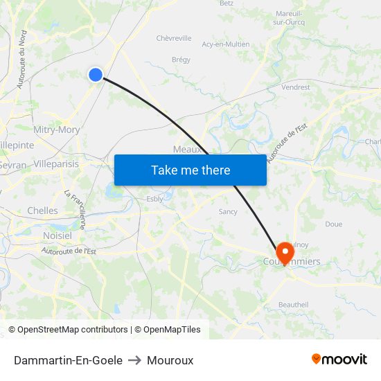Dammartin-En-Goele to Mouroux map