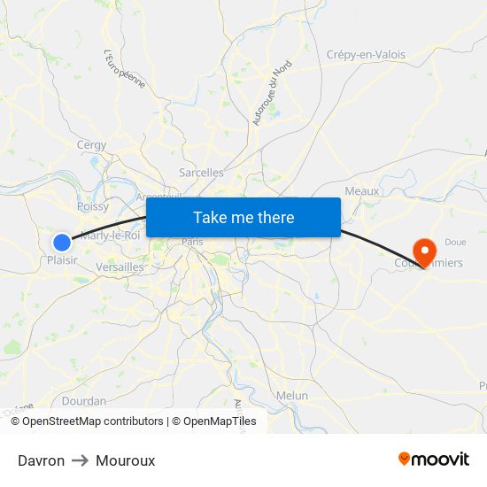 Davron to Mouroux map
