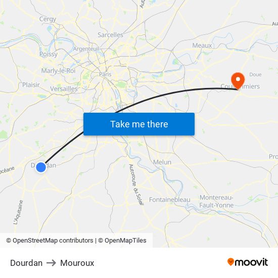 Dourdan to Mouroux map