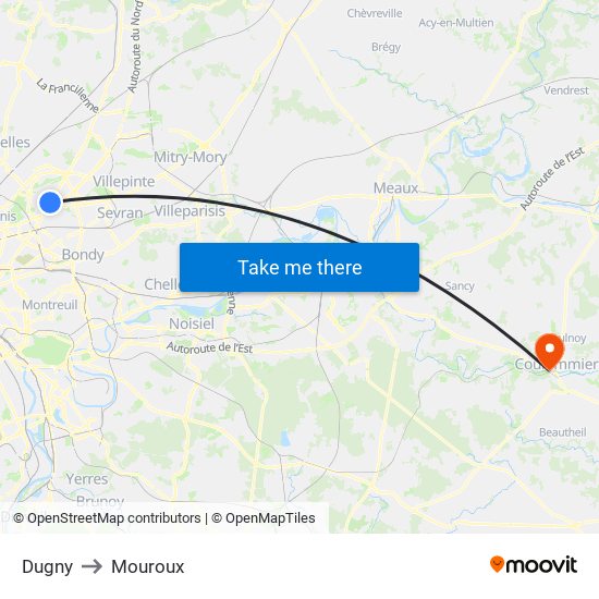 Dugny to Mouroux map