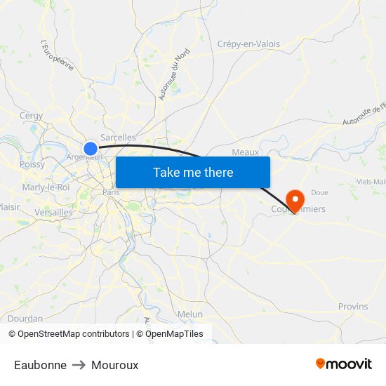 Eaubonne to Mouroux map