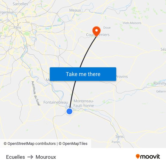 Ecuelles to Mouroux map
