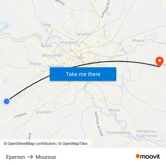 Epernon to Mouroux map