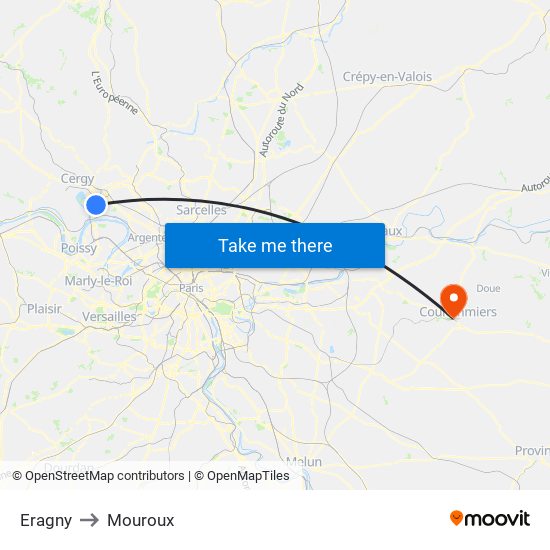 Eragny to Mouroux map