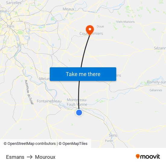 Esmans to Mouroux map