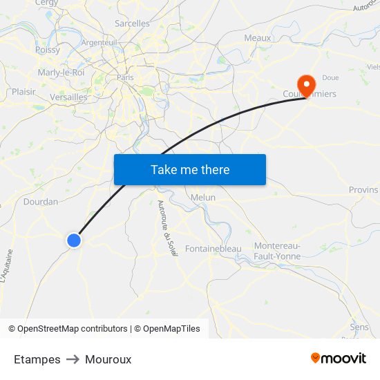 Etampes to Mouroux map
