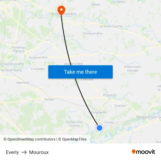 Everly to Mouroux map