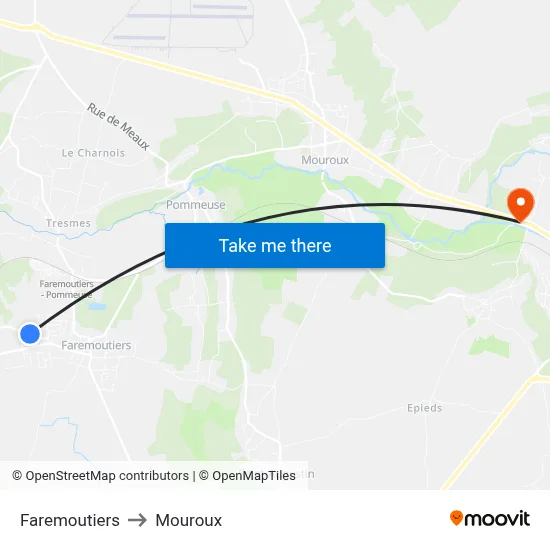 Faremoutiers to Mouroux map