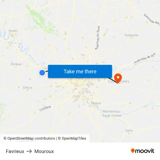 Favrieux to Mouroux map