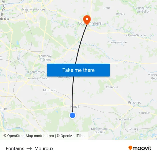 Fontains to Mouroux map