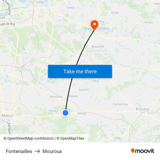 Fontenailles to Mouroux map