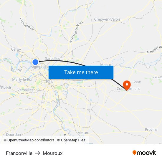 Franconville to Mouroux map