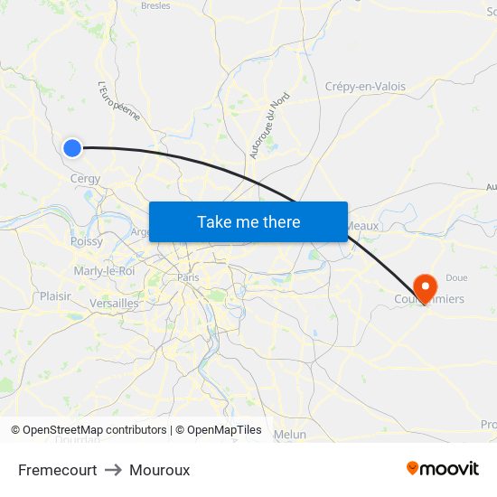 Fremecourt to Mouroux map