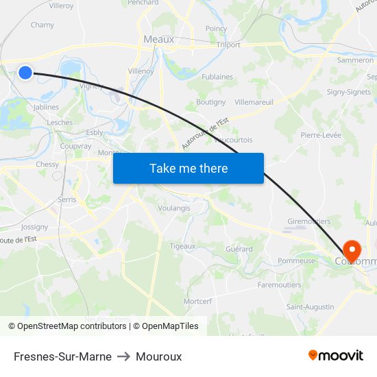 Fresnes-Sur-Marne to Mouroux map