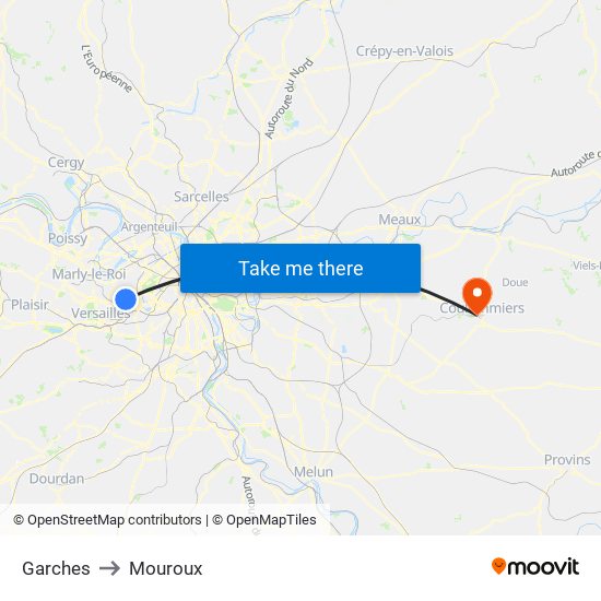 Garches to Mouroux map