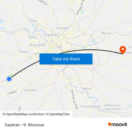 Gazeran to Mouroux map