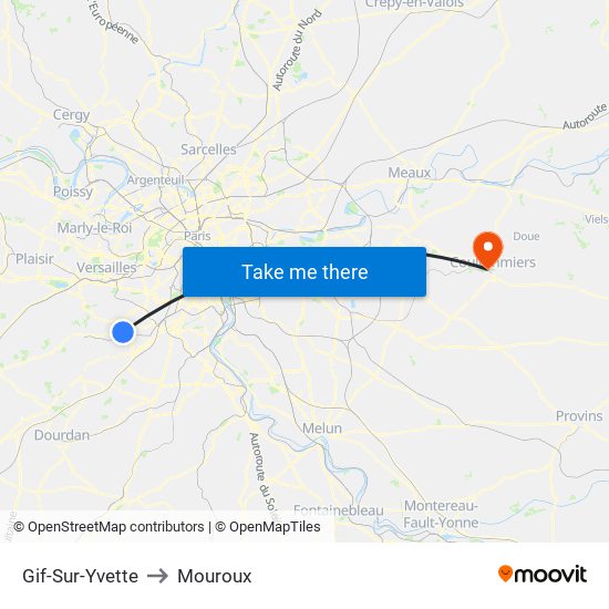 Gif-Sur-Yvette to Mouroux map