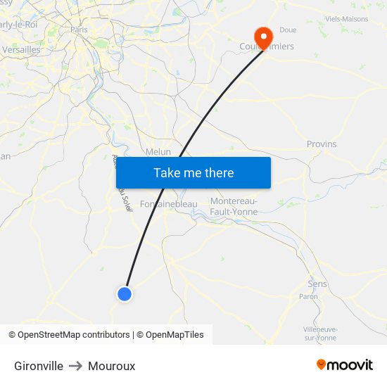 Gironville to Mouroux map