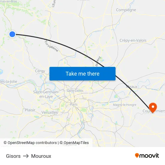 Gisors to Mouroux map